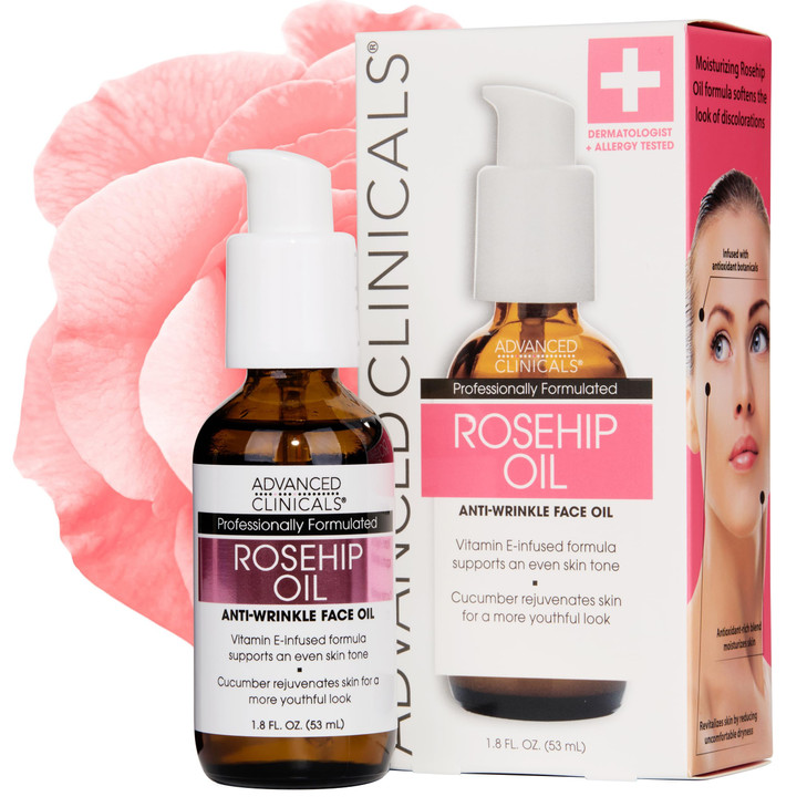 Advanced Clinicals Rosehip Oil For Face With Vitamin E Botanicals Helps Improve Look Of Dark Spots Wrinkles Fine Lines U