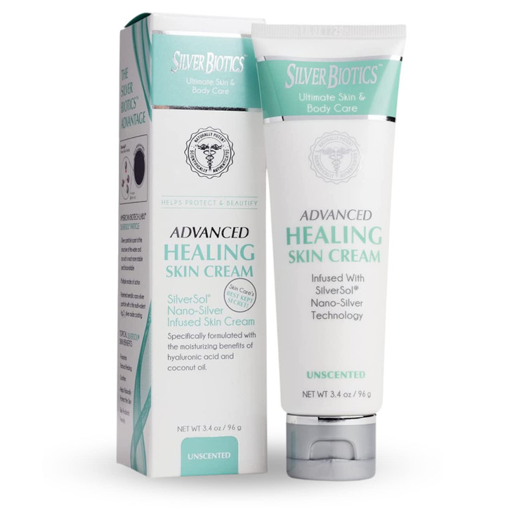 Silver Biotics Nano Silver Healing Lotion Cream Unscented Scent Infused SilverSol and Hyaluronic Acid All Natural Ingred