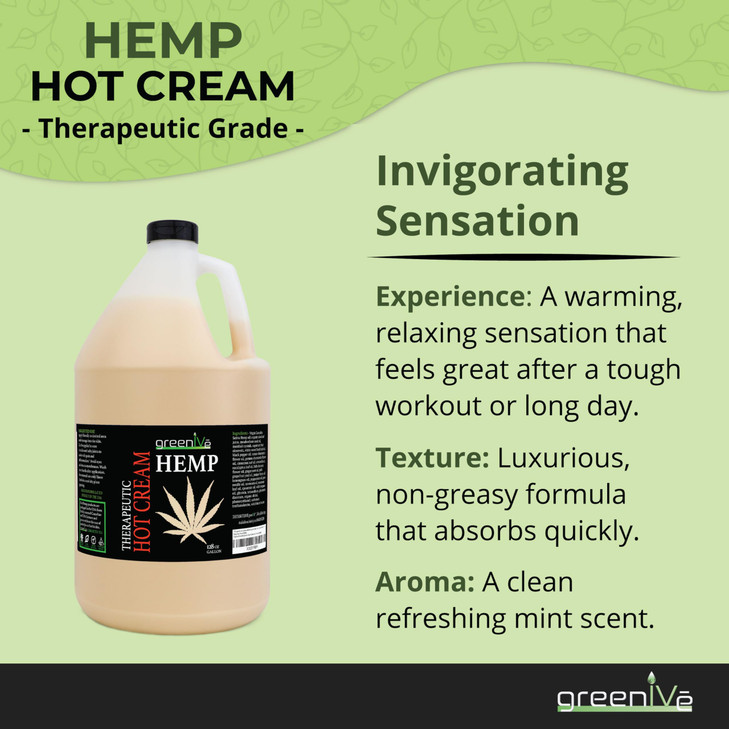 GreenIVe Hemp Hot Cream Warming Massage Lotion with Camphor Menthol Topical Body Muscle Rub 128 Fl Oz