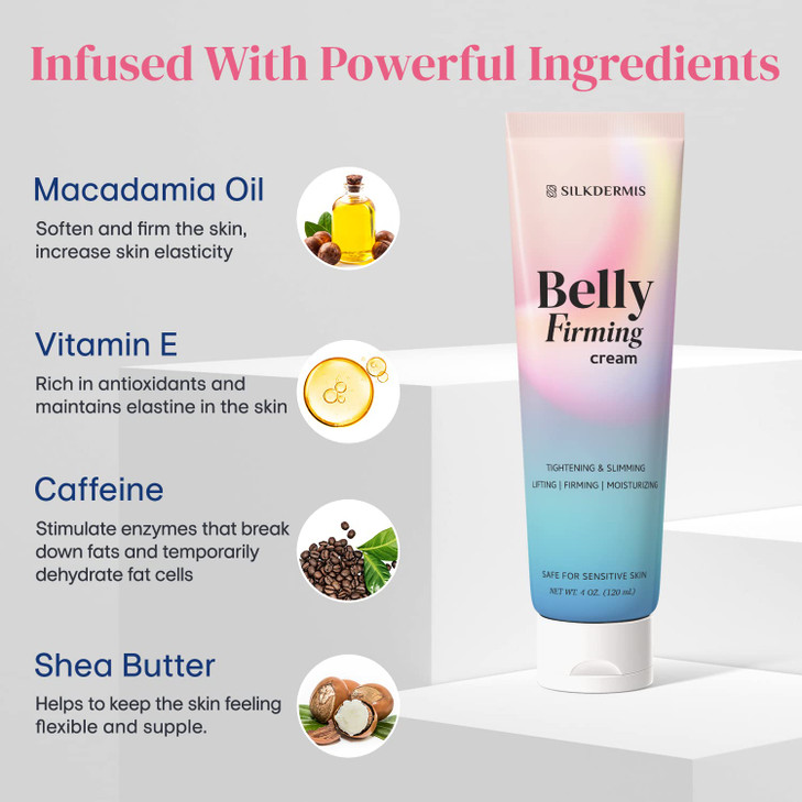SILKDERMIS B Flat Belly Firming Cream Skin Tightening Cellulite Cream for Stomach Thighs Butt Moisturizing Firming Lotio