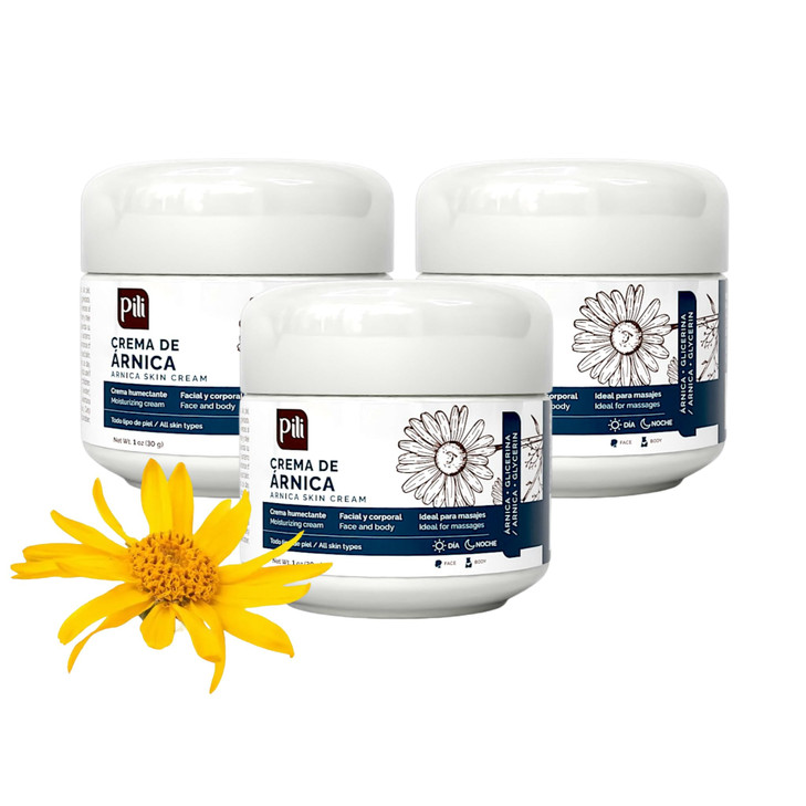 Pili Natural Arnica Cream Restore Smooth Silky Skin Crema de Arnica Pack of 3 Pack 3 x 1 oz each