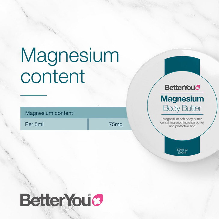 BetterYou Magnesium Body Butter Dry Skin Moisturizer Leaves Skin Smooth And Soft With Shea Butter Magnesium Chloride And