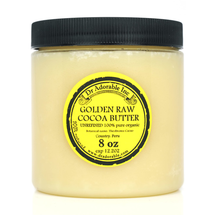 Dr Adorable 8 oz Golden Cocoa Butter Unrefined Pure Natural Organic Raw Prime Pressed