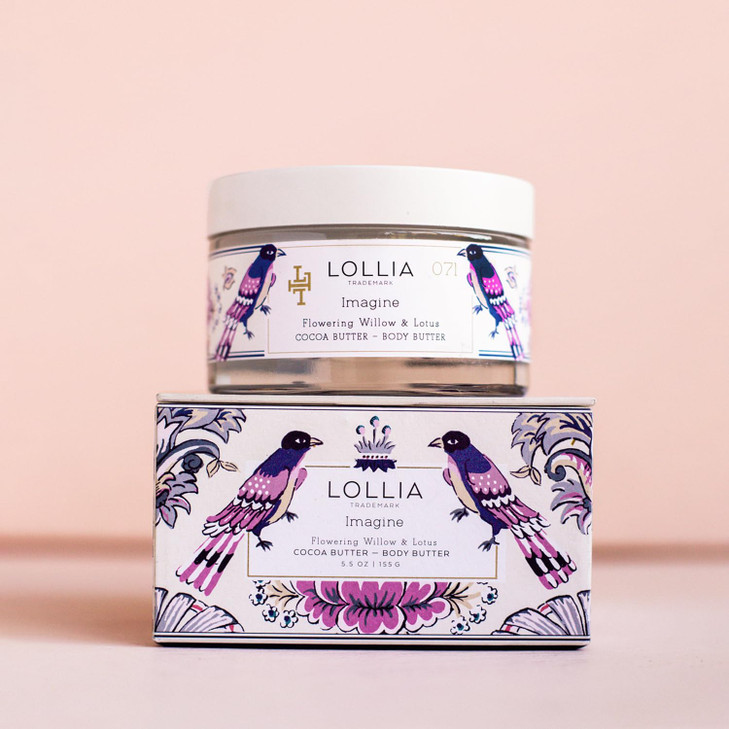 LOLLIA Imagine Body Butter 55 oz Flowering Willow Lotus Fragrance Shea Butter Cocoa Butter Body Lotion for Women Hydrati