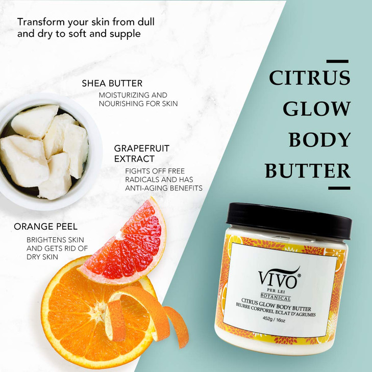 Vivo Per Lei Vitamin C Body Butter Hydrating Body Cream with Shea Butter AntiAging Body Butter Cream For Smooth Soft Ski