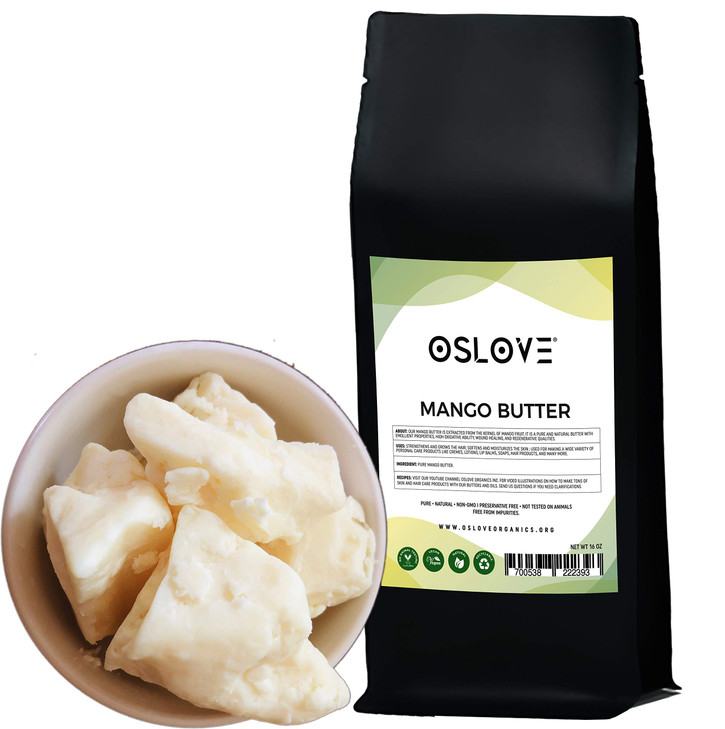 Oslove Organics Mango Butter 1 LB Pure Natural Hand packed Fresh Fluffy in DIY mixes Obtained from Mango seeds Use for D