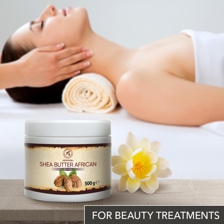 AROMATIKA Refined Shea Butter 175 Oz 500g Ghana 100 Natural Pure Shea Butter for Body Care Hair Face Body Butter Butyros