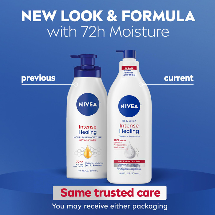 NIVEA Intense Healing Body Lotion for Very Dry Itchy Skin with Glycerin Provitamin B5 and Niacinamide 72Hour Body Moistu