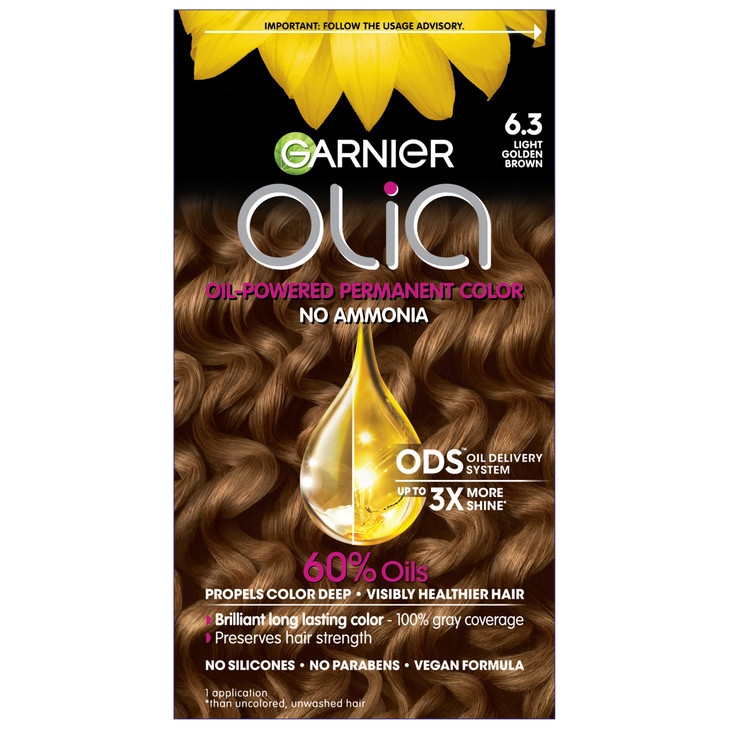 Garnier Hair Color Olia Ammonia-Free Brilliant Color Oil-Rich Permanent Hair Dye, 6.3 Light Golden Brown, 1 Count (Packaging May Vary) online at globaldelivered
