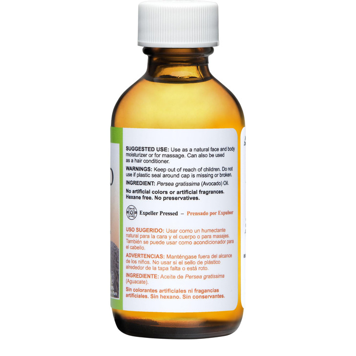 De La Cruz Avocado Oil Expeller Pressed Pure 100 Avocado Oil for Hair and Body Lightweight Body Oil for Dry Skin 2 FL OZ