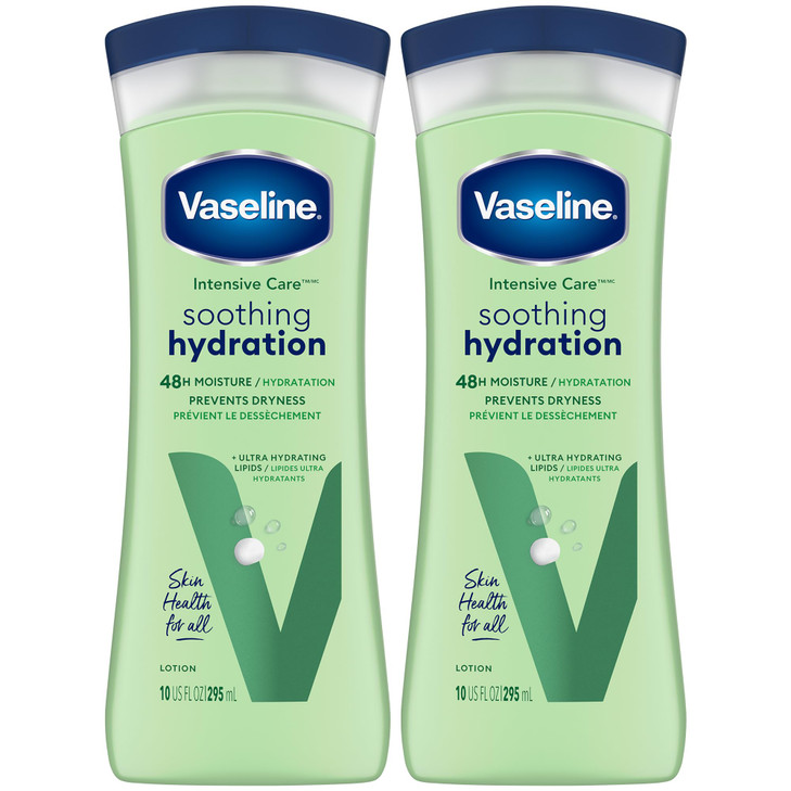 Vaseline Soothing Hydration 2Pack Intensive Care Moisturizing Hand and Body Lotion with Aloe UltraHydrating Lipids 48 Ho
