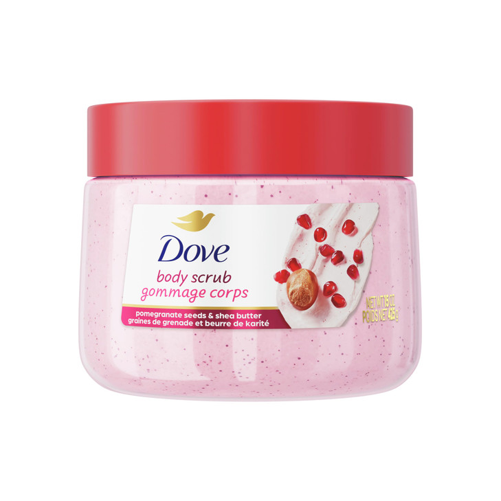 Dove Pomegranate Shea Butter Body Scrub Exfoliates and Deeply Nourishes for Smooth Radiant Skin 15 oz