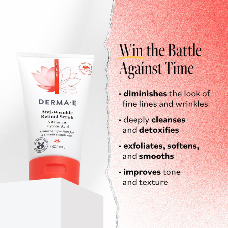 DERMA E AntiWrinkle Scrub AntiAging Face Wash with Glycolic Acid and Vitamin A Cleansing and Exfoliating Treatment Remov