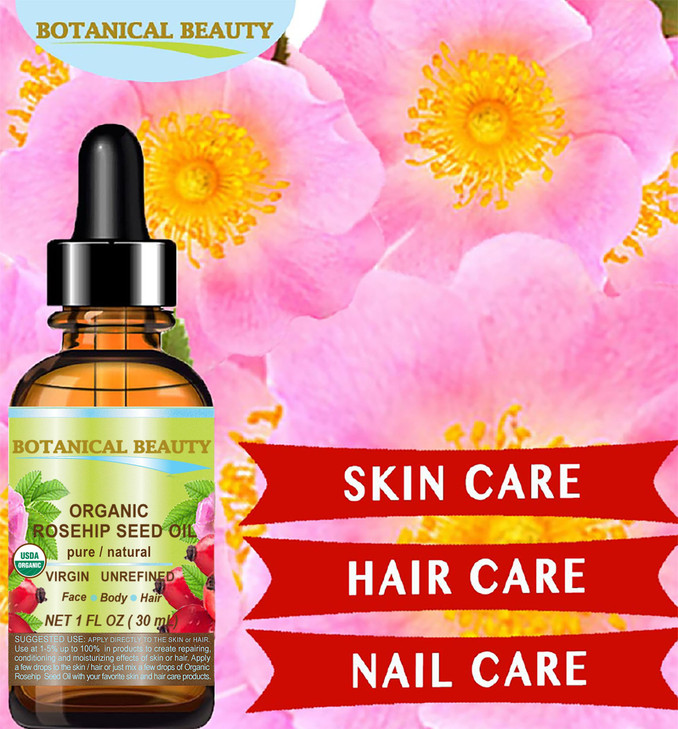 Botanical Beauty Organic ROSEHIP SEED OIL 100 Pure Natural Virgin Unrefined Coldpressed Carrier Oil For Face Skin Body H