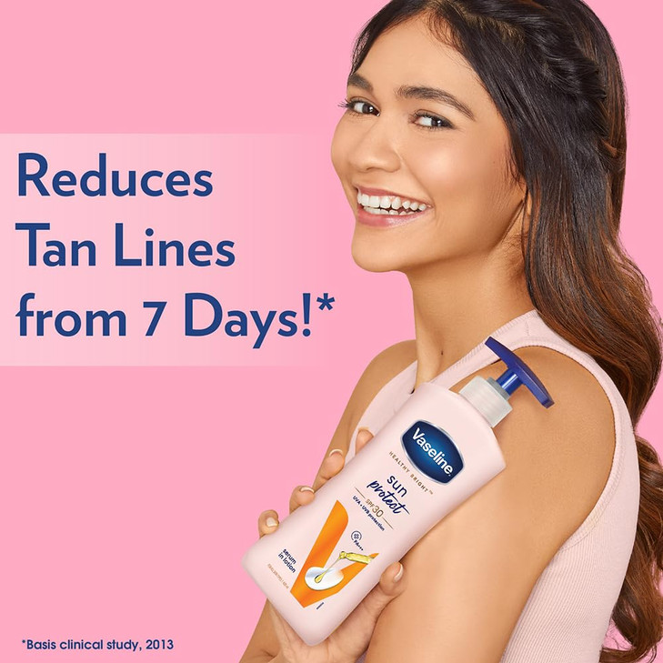 Vaseline Healthy Bright Sun Protection Body Lotion SPF 30 400 ml Daily Moisturizer for Dry Skin Gives NonGreasy Glowing