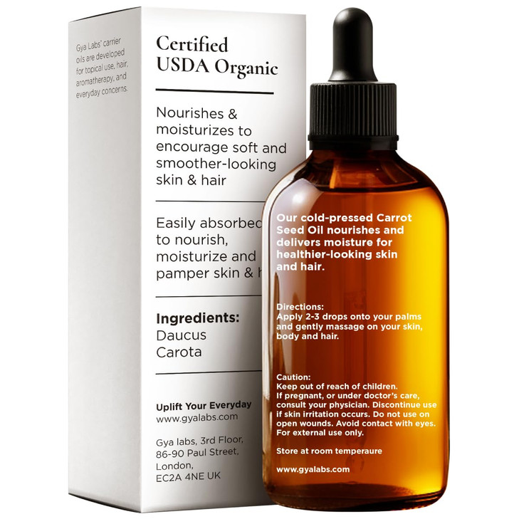 Gya Labs Carrot Seed Oil 1 Fl Oz Carrier Oil for Hair Skin Face Scalp Body Massage