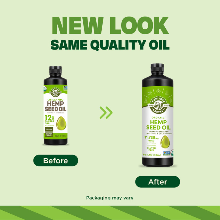 Manitoba Harvest Organic Hemp Oil Cold Pressed 12g of Omegas 36 Per Serving NonGMO 845 Fl Oz