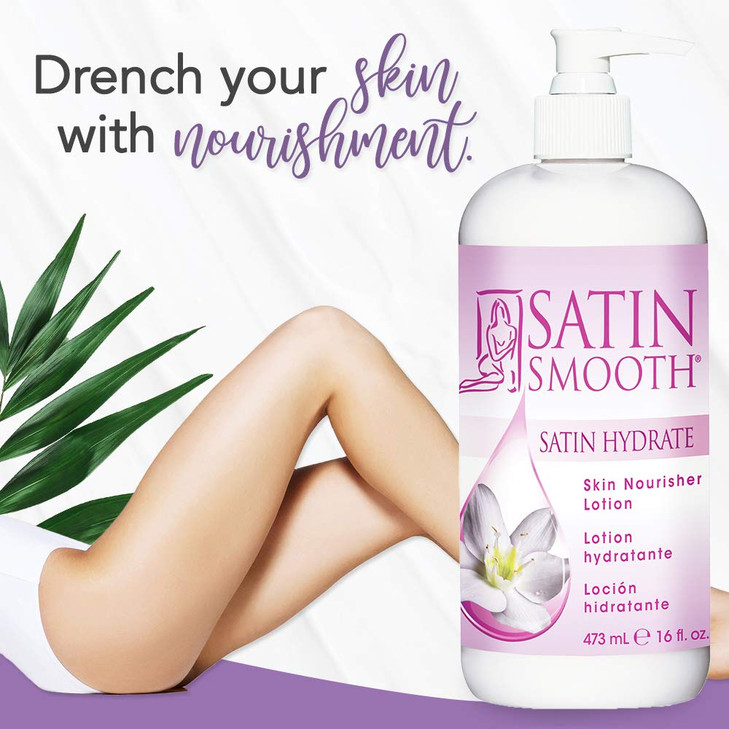 SATIN SMOOTH Post Wax Lotion Hydrating Skin Nourisher for Smooth Healthy Skin After Wax Care Treatment 16 fl oz