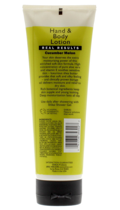 ShiKai Hand Body Lotion Cucumber Melon 8oz Daily Moisturizing Skincare for Dry and Cracked Hands With Aloe Vera Vitamin