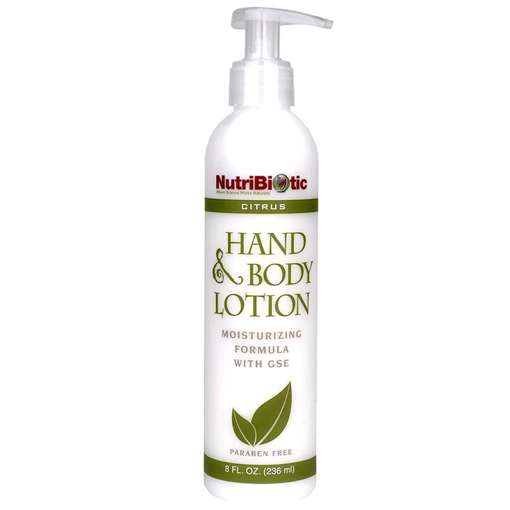 NutriBiotic Hand Body Lotion Citrus 8 Fl Oz Biodegradable Vegan Gentle Moisturizing No Dyes or Colorings pH Balanced wit