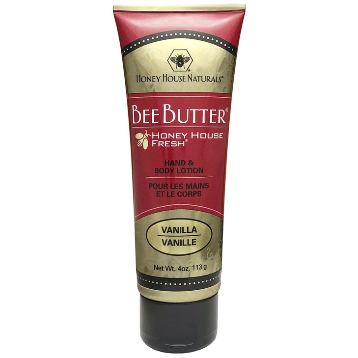 Honey House Naturals Bee Butter Tube Lotion Cream Vanilla 4 Ounce