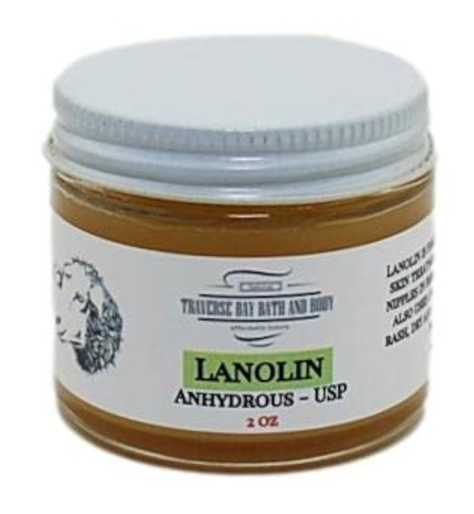 Lanolin Anhydrous USP 2 oz Glass Jar with Lid Soap making lotion creams bath beauty 100 pure lanolin