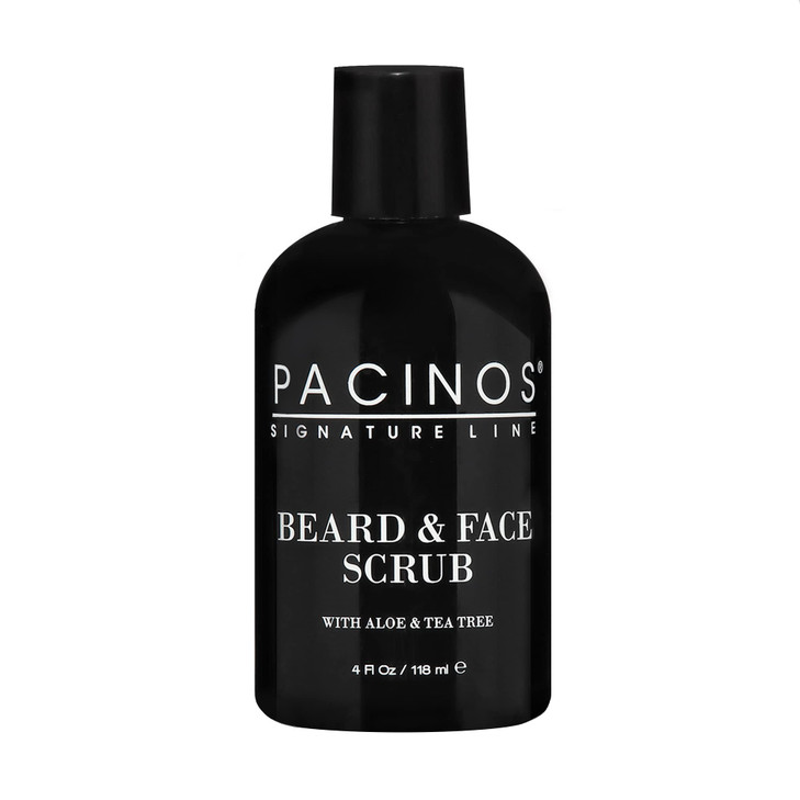 Pacinos Shave System Beard and Face Scrub Mens Skin Care Best Organic Natural Shampoo Aloe Vera and Tea Tree Extract Rem