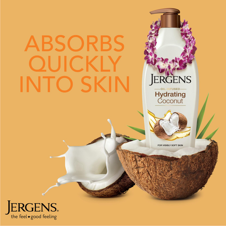 Jergens Hydrating Coconut Body Lotion Hand and Body Moisturizer Infused with Coconut Oil Hydrates Dry Skin Instantly Der