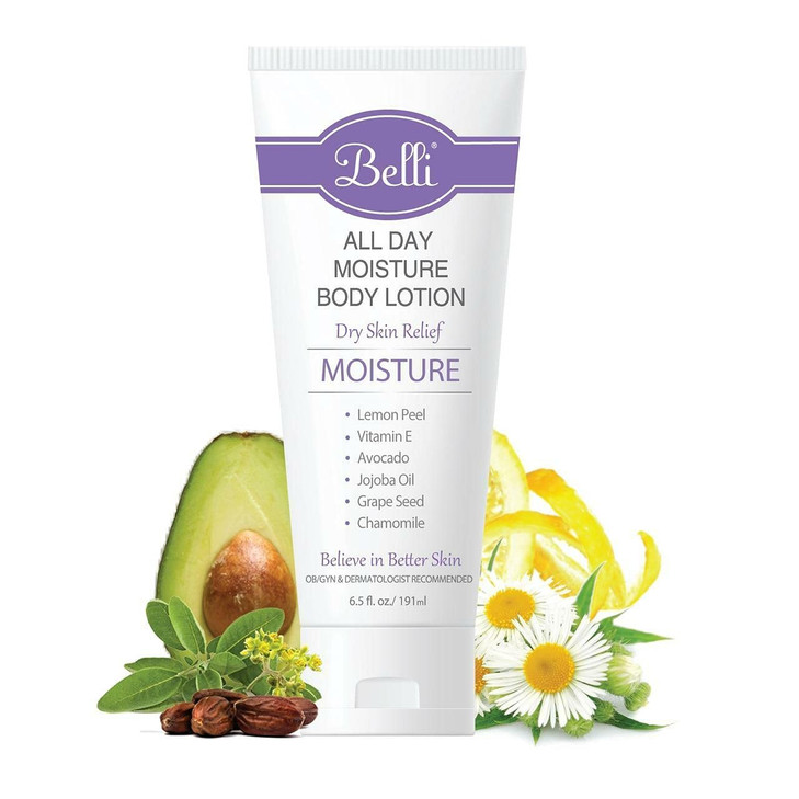 Belli Skincare All Day Moisturizer Body Lotion for All Skin Type Comforts Dry Skin Long Lasting Hydrating Pregnancy Safe