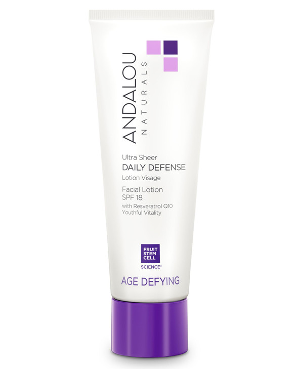 Andalou Naturals Age Defying Ultra Sheer Daily Defense Facial Lotion SPF 18 Lightweight Sunscreen Moisturizer for Face W