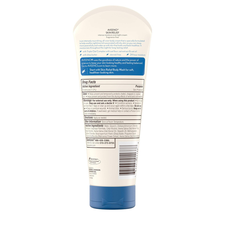 Aveeno Skin Relief Overnight Intense Moisture Cream with Triple Oat Complex Natural Shea Butter Therapeutic Dimethicone