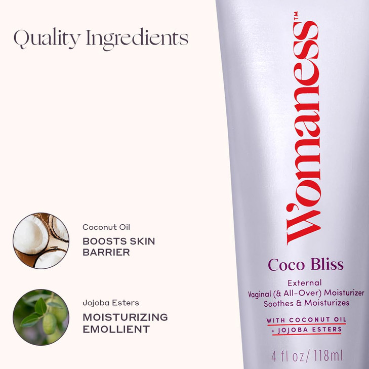 Womaness Coco Bliss Vaginal Moisturizer Hydrating Coconut Cream for Vaginal Dryness NonSticky Vulva Cream for External I