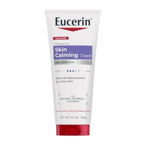 Eucerin Skin Calming Cream Full Body Lotion for Dry Itchy Skin Natural Oatmeal Enriched 14 oz Tube