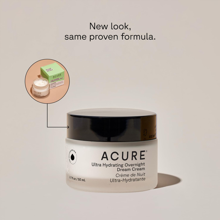 Acure Ultra Hydrating Overnight Dream Cream Night Cream Calming Hydrating Face Moisturizer for Women Men Soothing Skinca