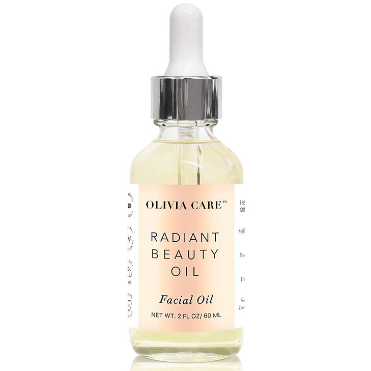 Olivia Care Facial Oil Infused with Argan Safflower Vitamin E Geranium Essential Oil All Natural Hydrating Antiaging Ant