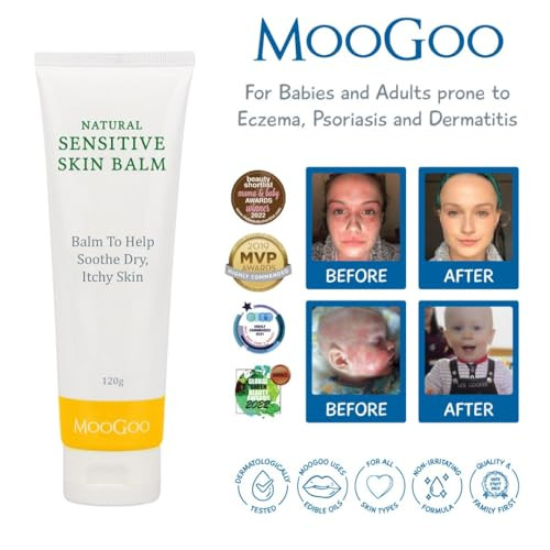 MooGoo Natural Sensitive Skin Balm Relief for Dry Itchy Skin with Soothing Ingredients Also Suitable for Babies Adults p