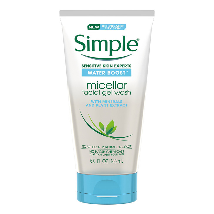 Simple Water Boost Micellar Facial Gel Wash for Sensitive Skin 5 Ounce Pack of 3