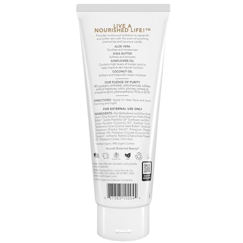 Nourish Organic Body Lotion Almond Vanilla Hydrating Body Lotion for Dry Skin with Aloe Vera Shea Butter 8 Oz Washable C