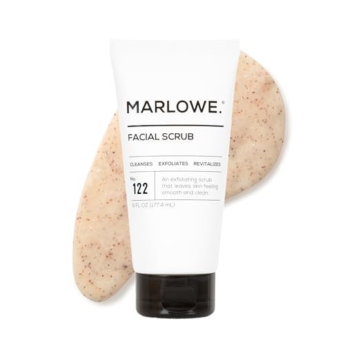 MARLOWE No 122 Facial Scrub 6 oz Gentle Face Exfoliator with Apricot Seed Powder Pumice Cleanses Smooths Fresh Pine Agar