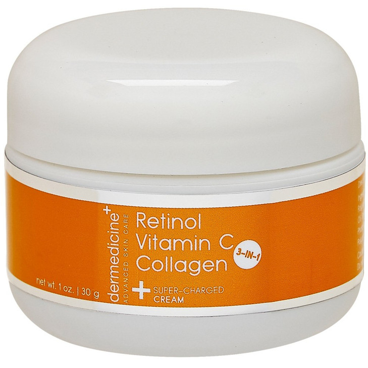 Vitamin C Retinol Collagen Super Charged AntiAging Cream for Face Pharmaceutical Grade Quality Helps Smooth Plump Fine L