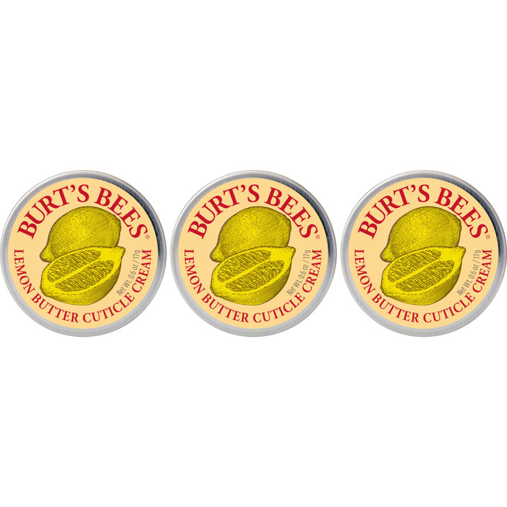 Burts Bees Lemon Butter Cuticle Cream 100 Percent Natural Origin Hand Cream 3 Tins 06 oz Tin