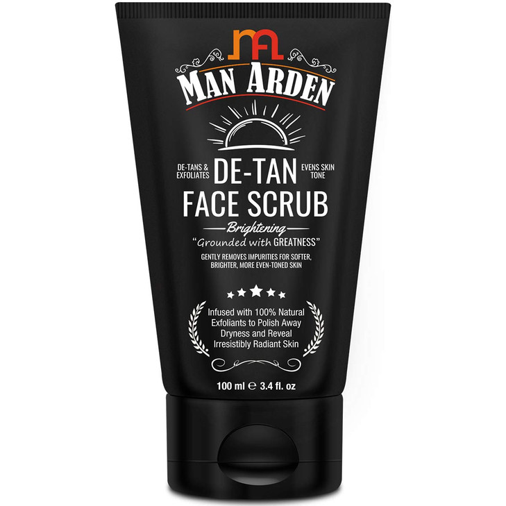 Man Arden De Tan Brightening Face Scrub 100ml DeTans Exfoliates Skin With Vitamin C