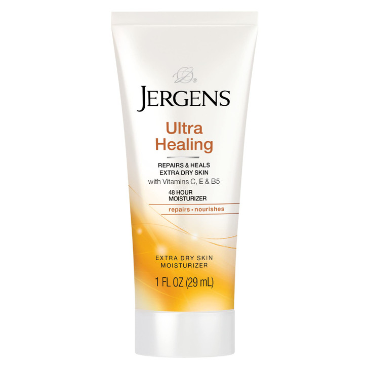 Jergens Ultra Healing Dry Skin Moisturizer 1 Ounce Travel Lotion for Absorption into Extra Dry Skin with HYDRALUCENCE bl