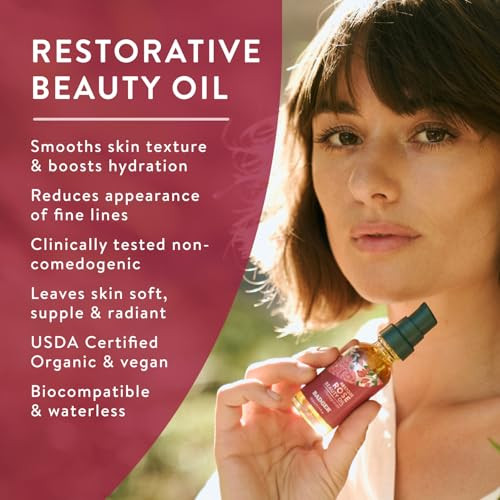 Badger Rose Face Oil 100 Organic Face Moisturizer Nourishing Soothing Organic Jojoba Oil Rose Oil Vegan Antioxidant Rich