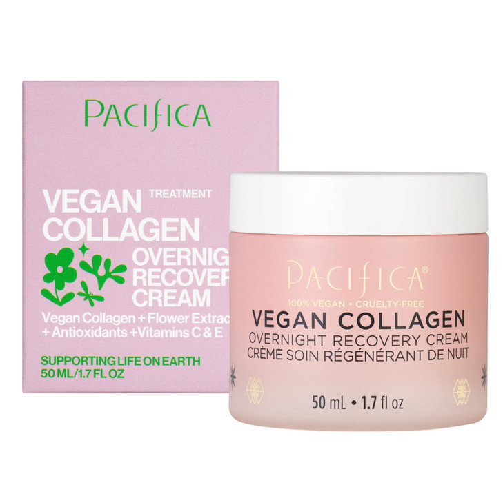 Pacifica Night Face Cream Vegan Collagen Overnight Recovery Cream Nighttime Face Cream for AntiAging Wrinkles Improves D