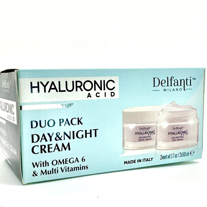 Delfanti Milano HYALURONIC Age Defying DUO pack Day Night Creams Face Neck Dcollet Moisturizing Cream for Firming Tighte
