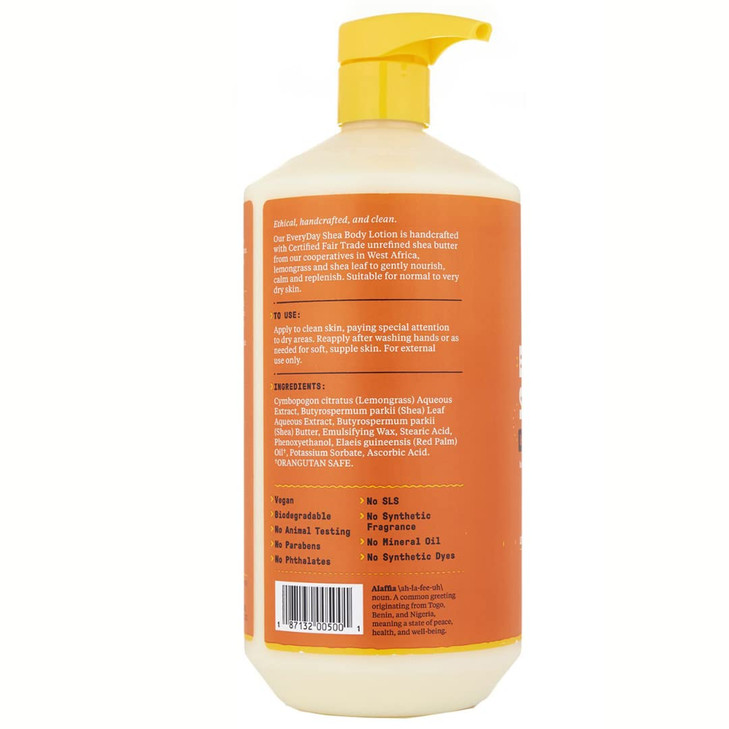 Alaffia EveryDay Shea Body Lotion Normal to Very Dry Skin Moisturizing Support for Hydrated Soft and Supple Skin with Sh