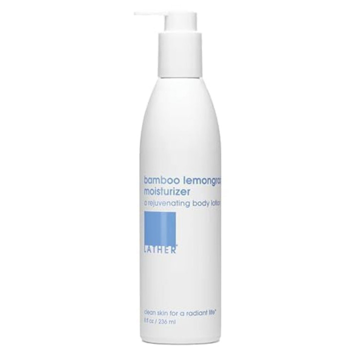 LATHER Bamboo Lemongrass Body Moisturizer 8 fl oz Daily Hydrating Body Lotion Essential Oils Vitamins Aloe Seaweed Chamo
