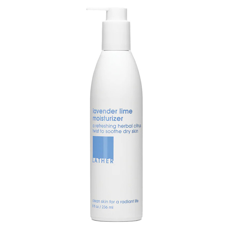 LATHER Lavender Lime Body Moisturizer 8 fl oz Daily Hydrating Body Lotion Essential Oils Vitamins Aloe Safflower Oil Alm