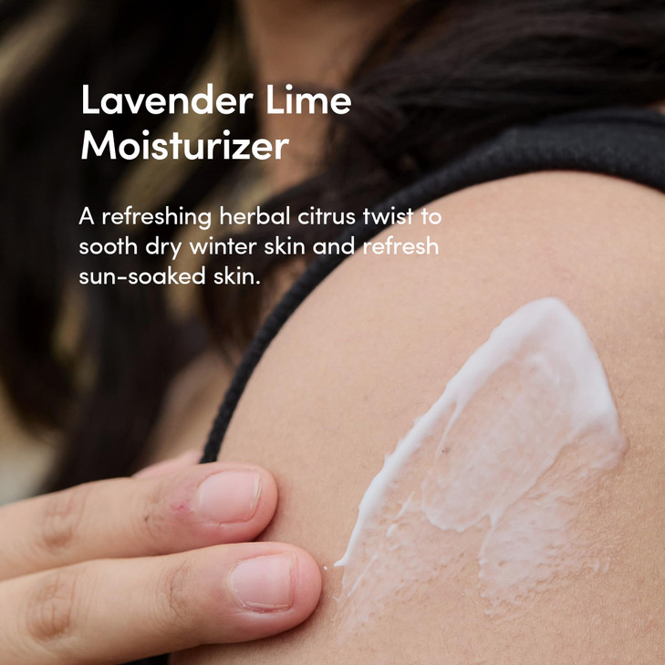 LATHER Lavender Lime Body Moisturizer 8 fl oz Daily Hydrating Body Lotion Essential Oils Vitamins Aloe Safflower Oil Alm